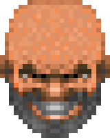 [Pixel image of me based on evil-grin Doomguy.]